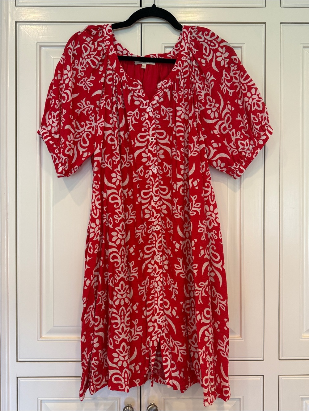 Red and White Floral Print Women's Dress-EUC!